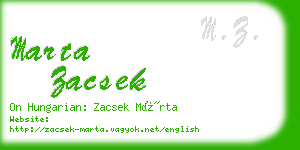 marta zacsek business card